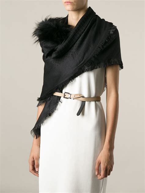 gucci scarf with fur trim|Womens Gucci Scarves .